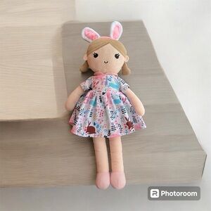 2/$25 Linzy Toys 15" Doll with Pink Bunny Ears Emily Doll Nursery Baby Shower